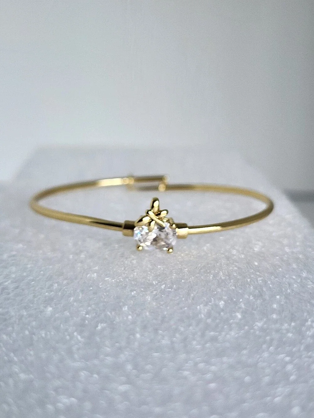 Gold Plated Butterfly CZ Bangle Bracelet Girls Kids 40mm Gift Jewelry